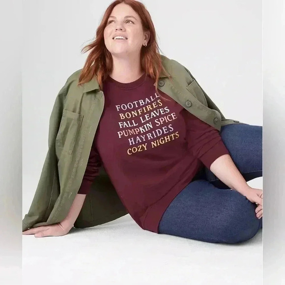 Lane Bryant Classic Long-Sleeve Crew-Neck Fall Graphic Sweatshirt Size 2X NWT - Picture 1 of 6